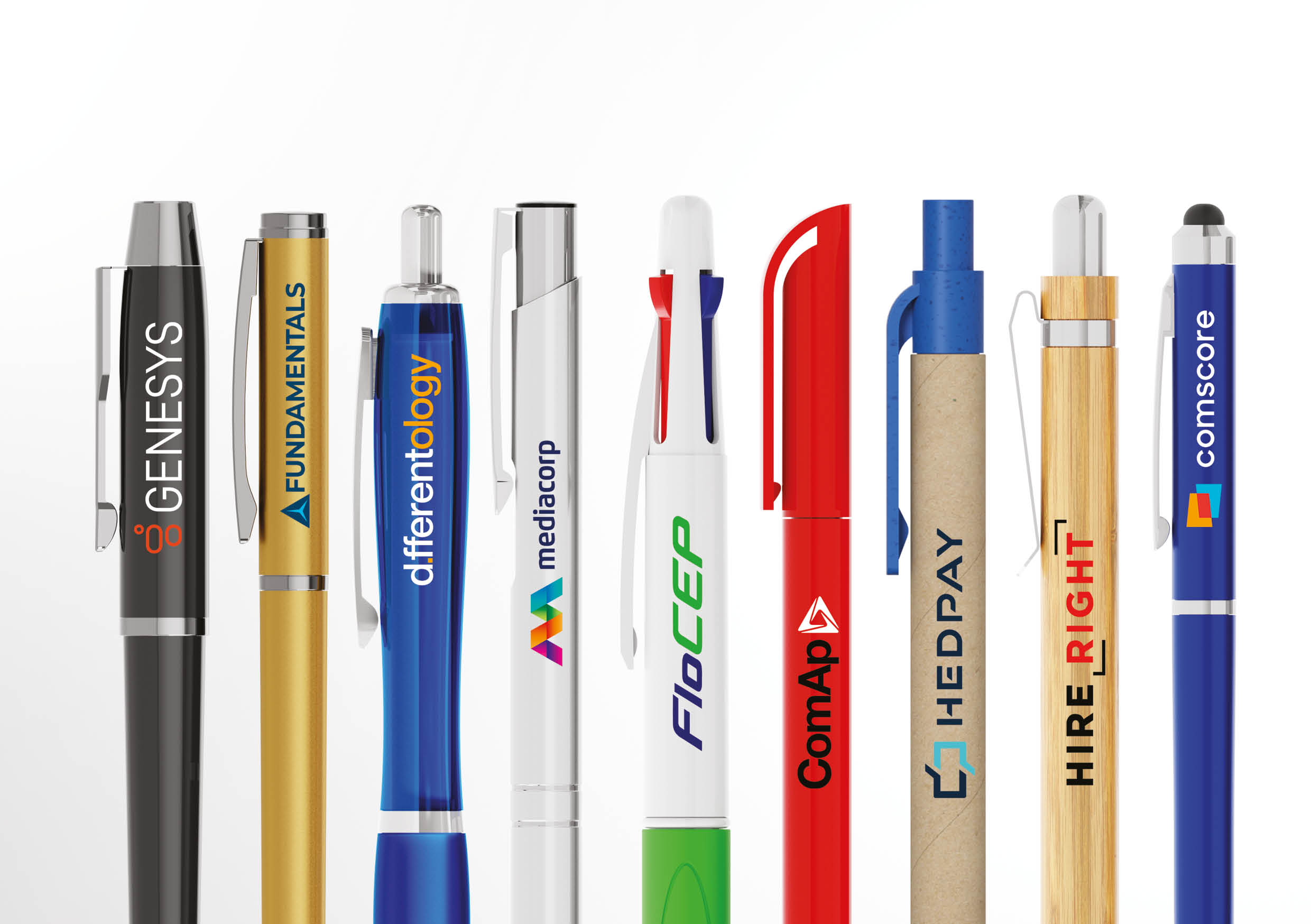 Custom branded promotional pens printed and engraved with company logos