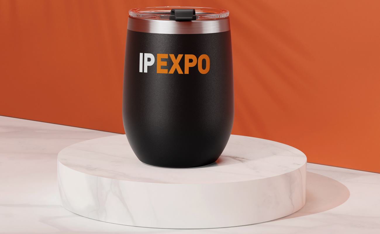 custom branded stainless steel tumbler and coaster