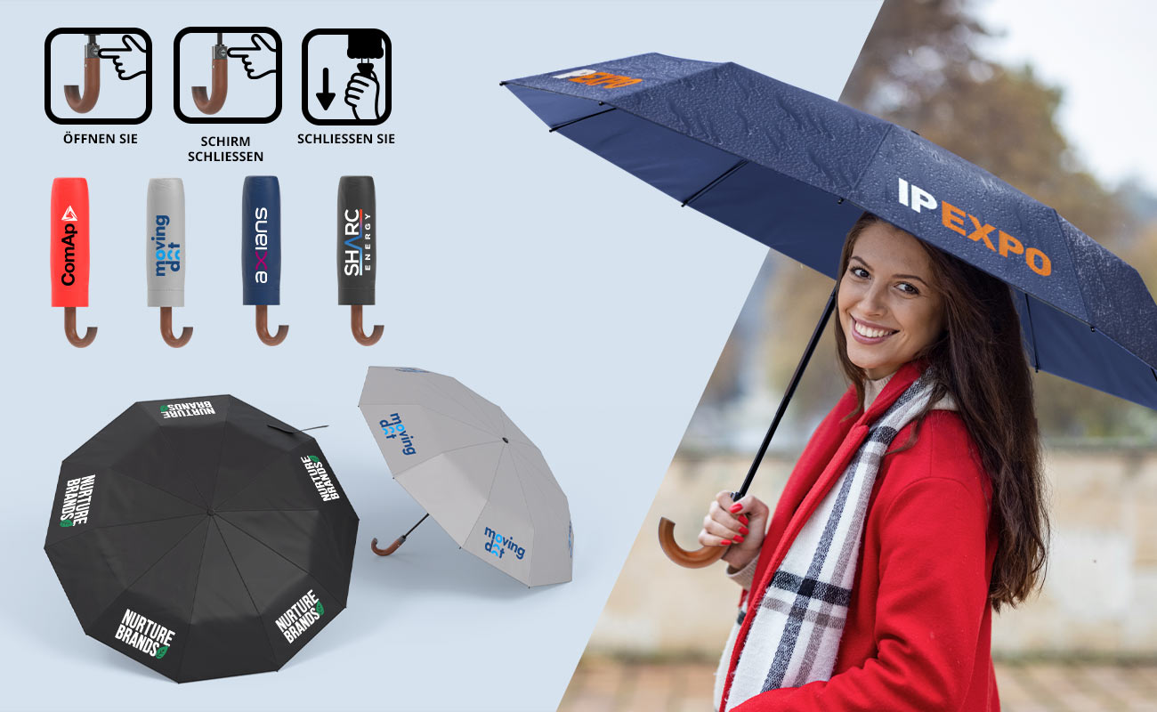 UpTown designer promotional umbrella with business logo