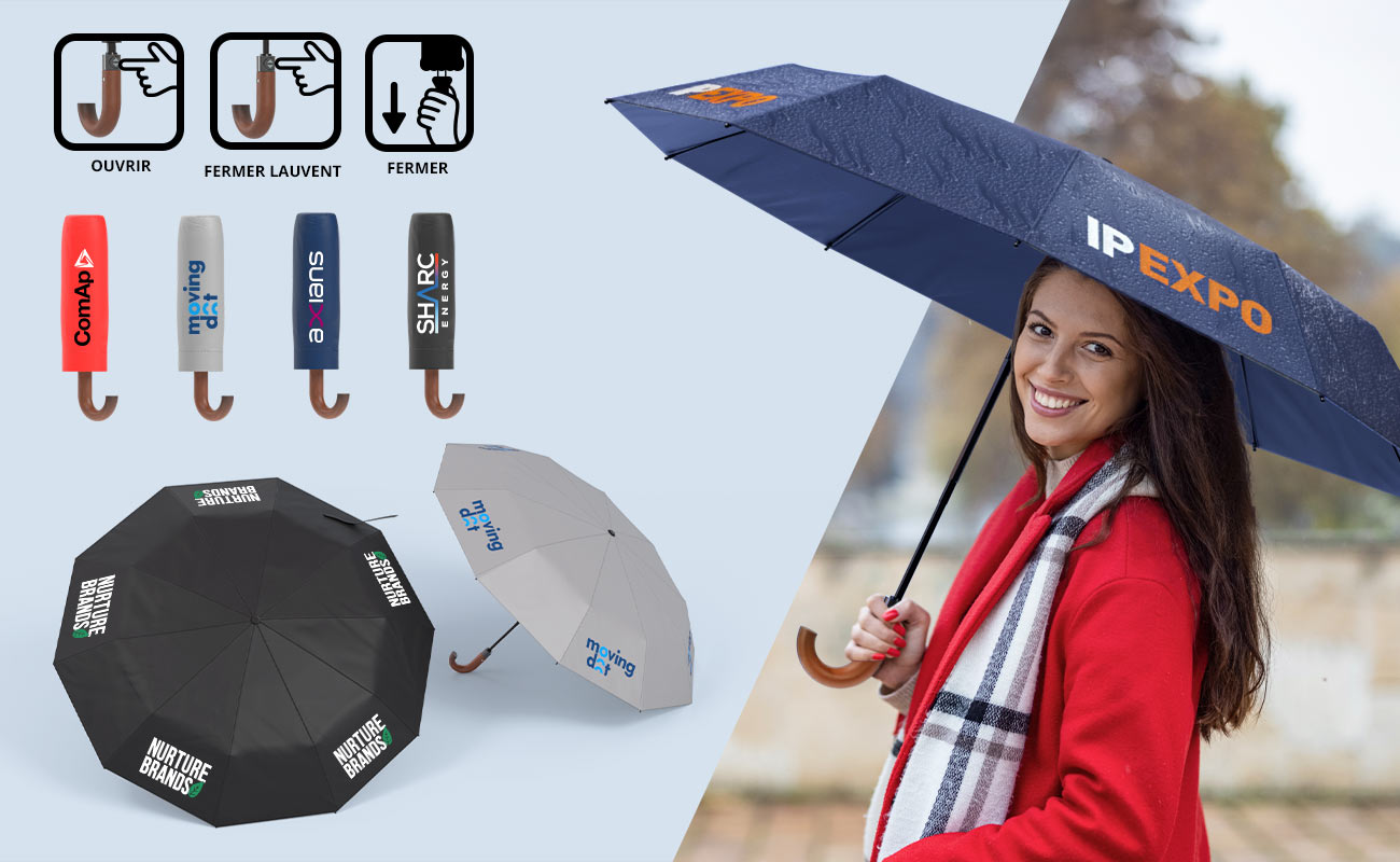UpTown designer promotional umbrella with business logo